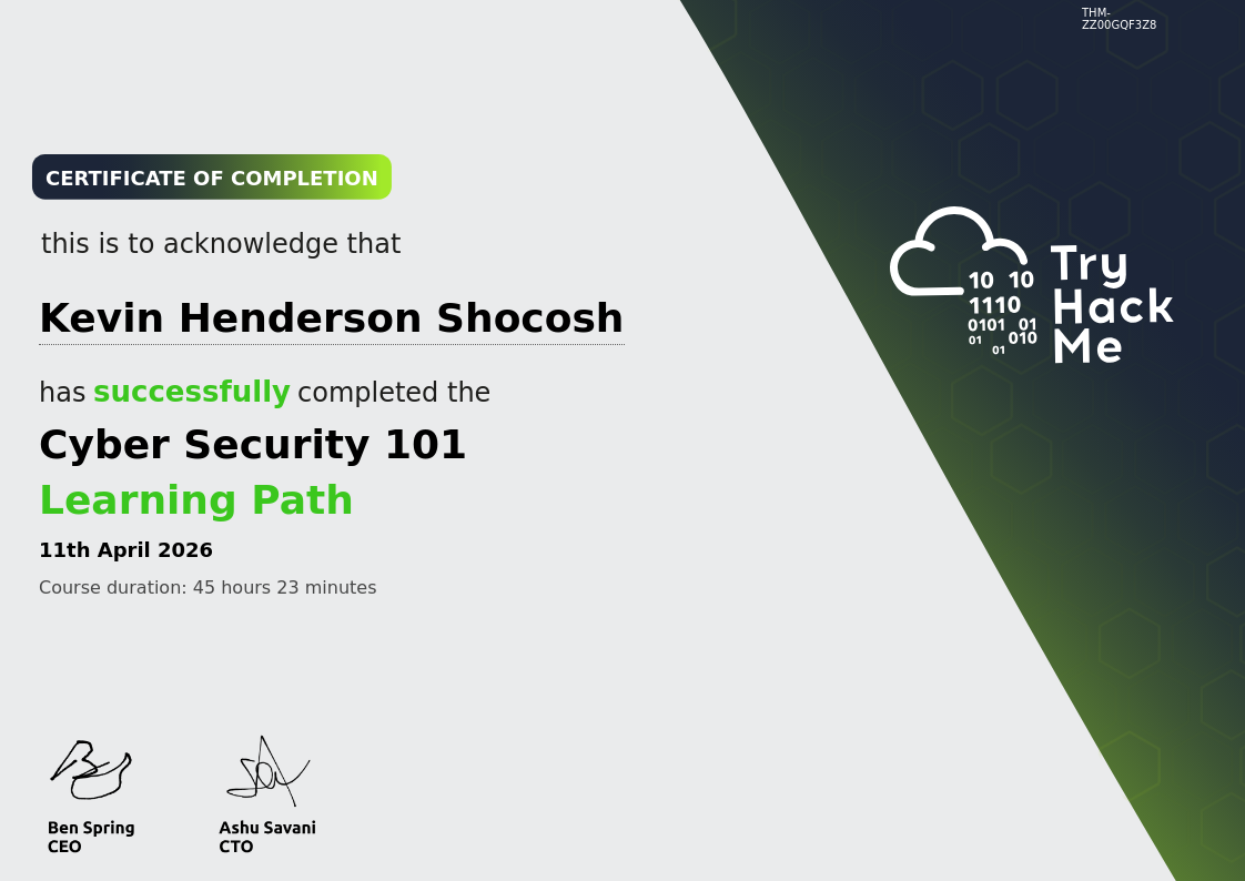 Cyber Security 101 certifikat